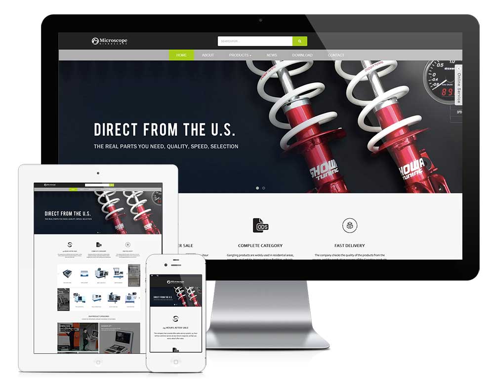 响应式数控教学设备外贸企业网站模板